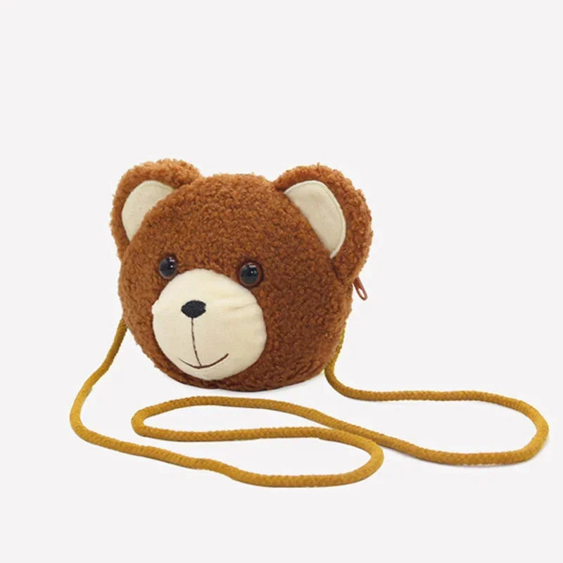 Cartoon Plush Crossbody Bag for Children Cute Animal Bear Coin Wallet Boys and Girls Mini Shoulder Bag Kawaii Plush Purses