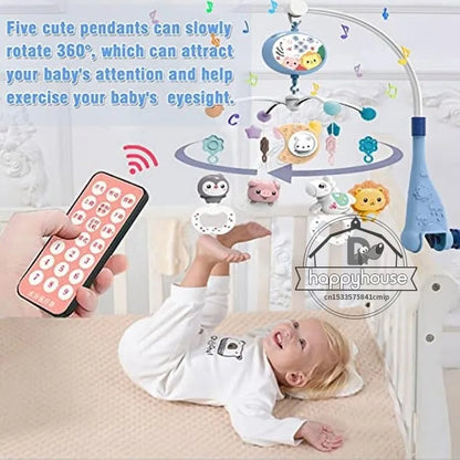 Baby Crib Mobile with Lights Music  Projection for Infants 0-6 Months Remote Control Crib Toys for Newborn Baby Mobile for Crib