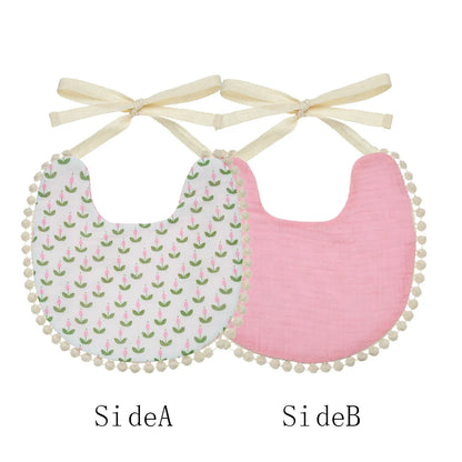 Muslin Cotton Baby Boys Girls Bibs Double Side Flower Rainbow Print Saliva Towel Infant Feeding Burp Cloth Kids Adjustable Scarf