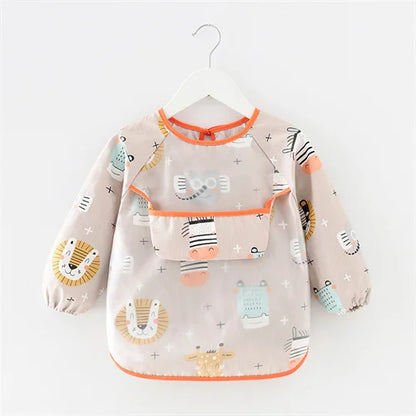 Newborn Baby Bibs Blouse Waterproof Long-sleeved Reverse Dressing Infant Eating Clothes Apron Bib Protective Clothing 0-2Years
