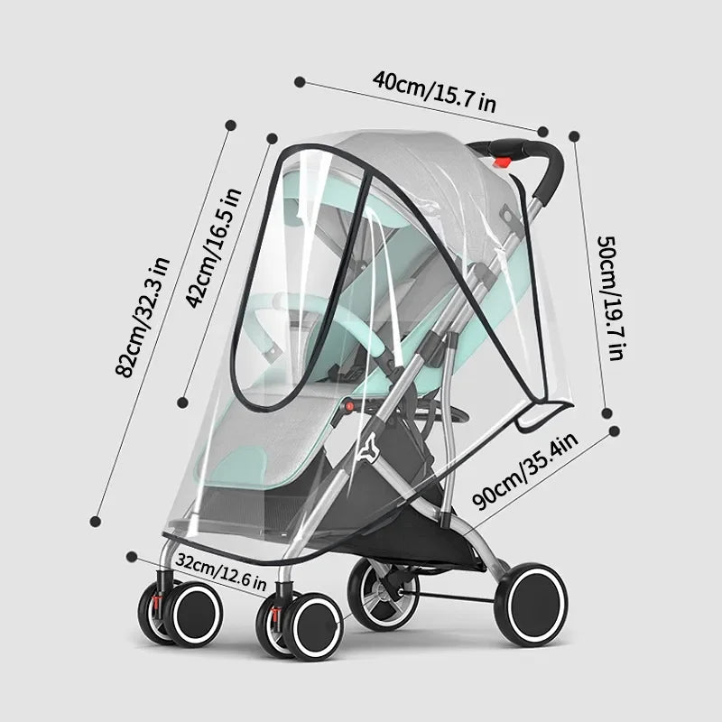 Universal Waterproof Rain Cover For Prams Pram Accessories Transparent Dust Cover Open Zip Umbrella Rainy Season Waterproof