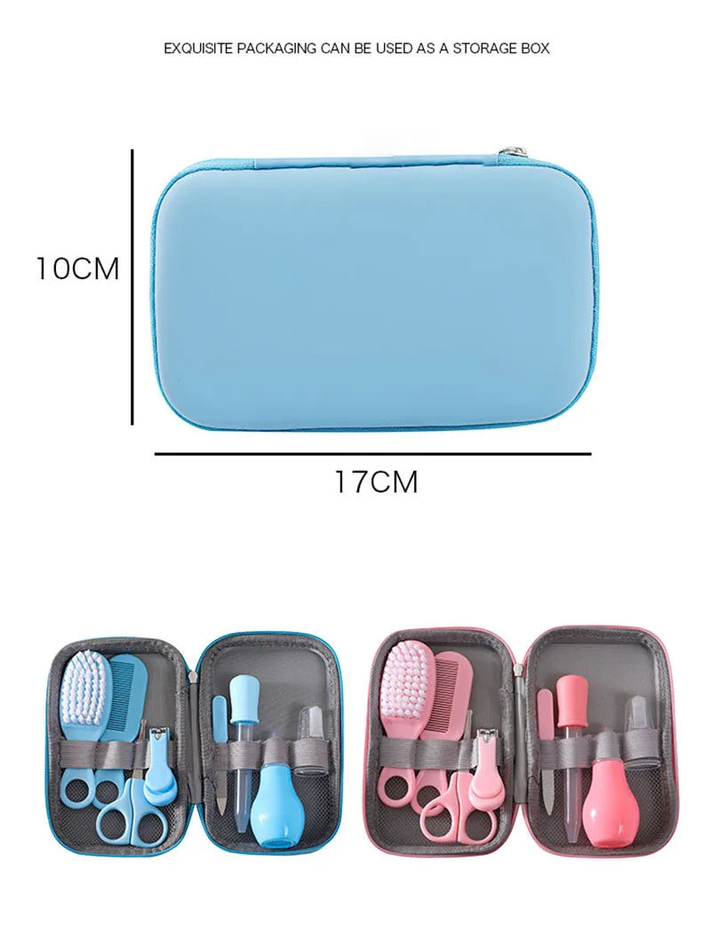 8/13pcs Baby Care EVA Bag Eight-piece Set Baby Nasal Aspirator Nail Scissors Cartoon Set Daily Cleaning Supplies Care Bag