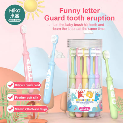 4/10 pcs Children's soft bristled toothbrush, cleaning and protecting gums, suitable for babies aged 6-12 years old