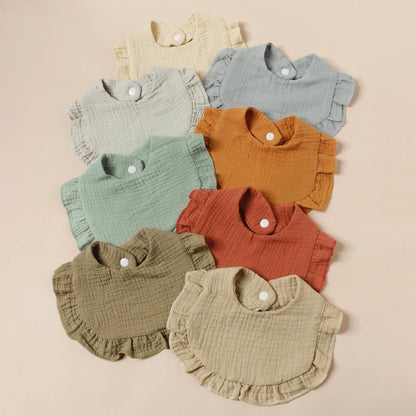 8pcs Newborn Cotton Ruffle Bibs Kids Feed Drool Bibs Toddler Cute Salive Towel Hot Sale Baby Burp Cloth