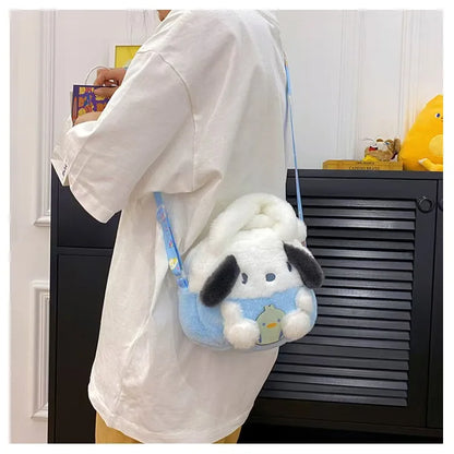 New Cartoon Sanrio Plush Bag Ins Versatile Kuromi Doll Doll Bag Cute Girl Handheld Small Bag