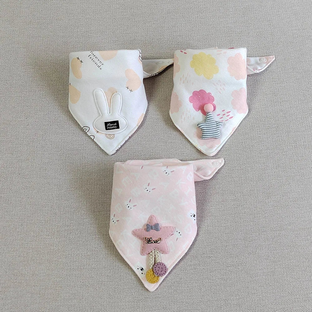 3pcs/lot Special Baby Bibs Boy Girl Bandana Cotton Absorb Bib Burp Cloth Triangle Baby Scarf Burp Newborn Princess Accessories