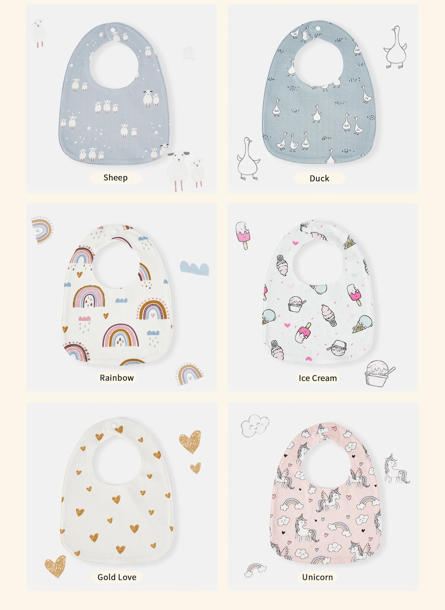 INSULAR Baby Bibs Feeding Scarf Adjustable Snap Saliva Towel Muslin Cotton Burp Cloths Animal Print Ruffled Edge Rainbow A Grade