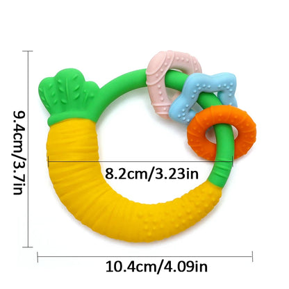 Food Grade Baby Silicone Teethers BPA Free Cartoon Carrot Infant Teething Chew Toys for Boys Girls Shower Gift Baby Accessories