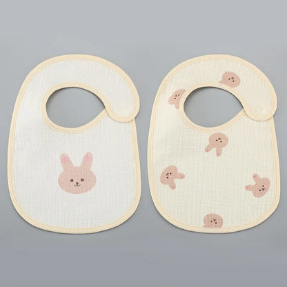 2pcs/set Waterproof Baby Bibs Cotton Infant Feeding Bib Newborn Burp Cloths Bandana for Kids Boys Girls Soft Saliva Towel
