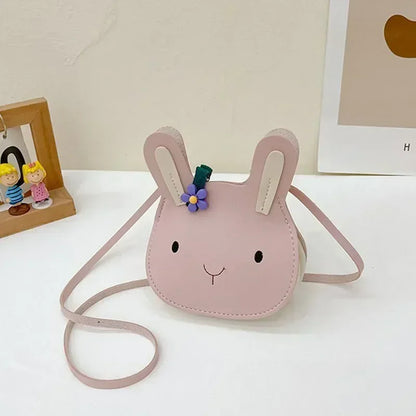 New Cartoon Animal Kids Mini Bags PU Leather Shoulder Bag Cute Bunny Bag for Children Soft Bunny Kids Toddler Girls Boy Purse