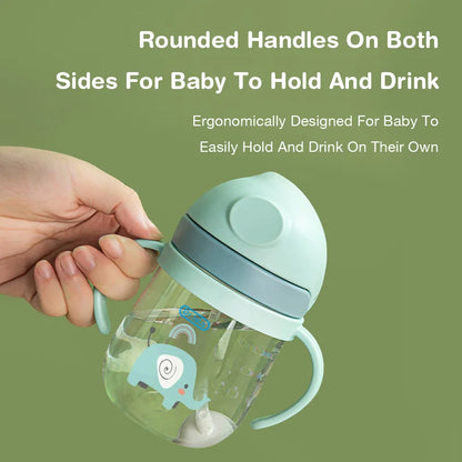 250ml Baby Feeding Cup with Straw Children Learn Feeding Drinking Bottle Animal Design Kids Training Cup with Straw BPA Free