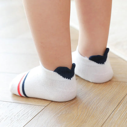 5Pairs/lot 0-12Y Cute Lovely Short Baby Socks Children Sock Red Heart Girls Cotton Mesh Cute Newborn Boy Toddler White Sock