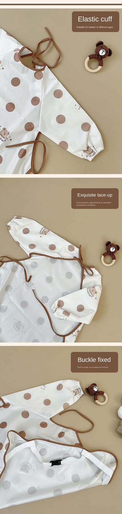 Feeding Bib for Baby Boys Girls 6-36Month Waterproof Bib Apron Smock with Table Cover Infant Mess Free Full Coverage Bib