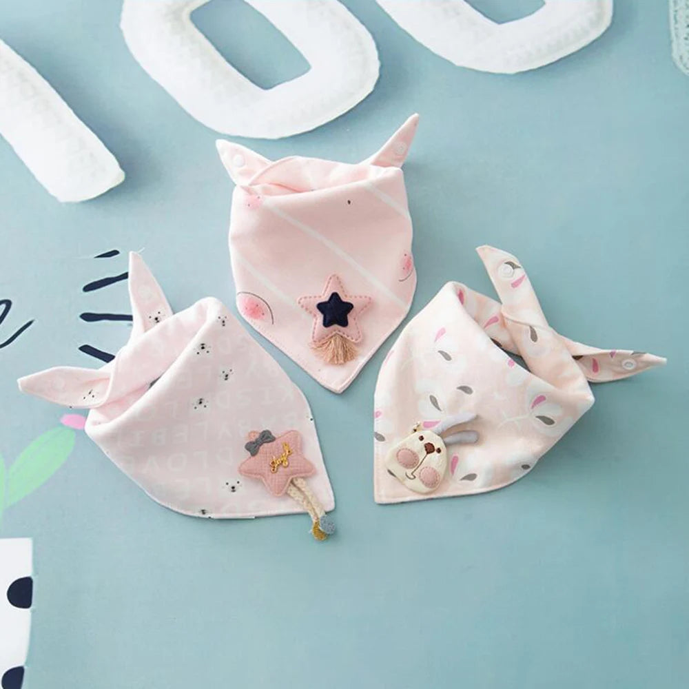 3pcs/lot Special Baby Bibs Boy Girl Bandana Cotton Absorb Bib Burp Cloth Triangle Baby Scarf Burp Newborn Princess Accessories