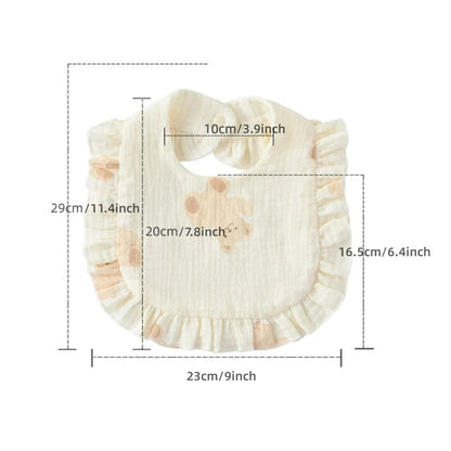 3pcs Children Bib Set Cotton Muslin Toddler Baby Comfort Saliva Dorp Shape Towel Solid With Button Kid Bibs