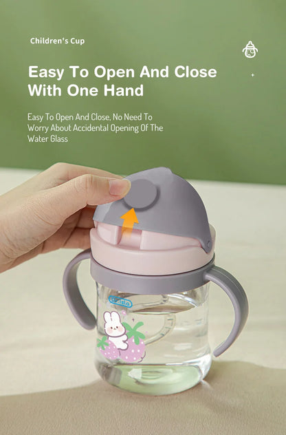 250ml Baby Feeding Cup with Straw Children Learn Feeding Drinking Bottle Animal Design Kids Training Cup with Straw BPA Free