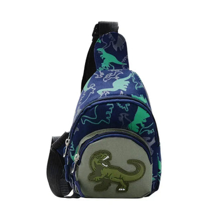 Kids Waist Bags Cartoon Dinosaur Print Outdoor Travel High Capacity Crossbody Zipper Bag Girl Boy Gift Children Chest Pouch Pack