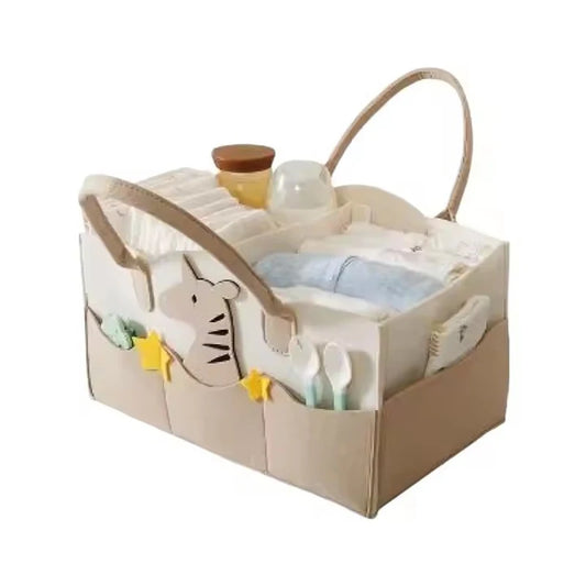 Baby Diaper Caddy Organizer Portable Nursery Essentials Storage Basket Bin Felt Diaper Bag Baby Organizer Pocket Mom Tote Basket