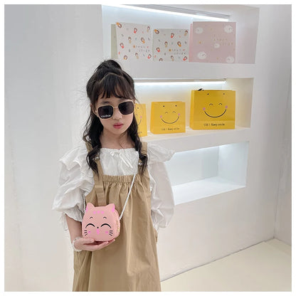 New Outdoor Kids Shoulder Bag PU Leather Cartoon Girls Princess Handbag Cute Cat Travel Baby Mini Coin Purse Messenger Bags