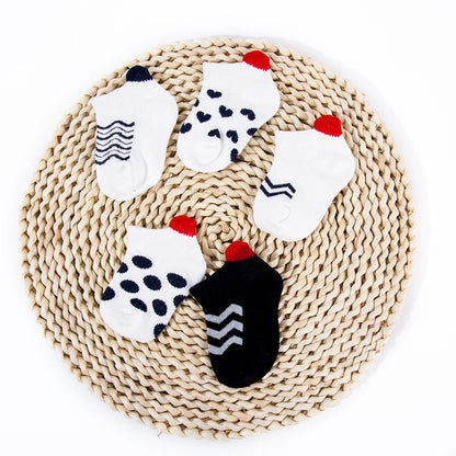 5Pairs/lot 0-12Y Cute Lovely Short Baby Socks Children Sock Red Heart Girls Cotton Mesh Cute Newborn Boy Toddler White Sock