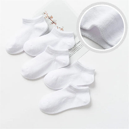 5 Pairs/Lot Children Cotton Socks Boy Girl Baby Fashion Solid Wild Soft Breathable For 1-12 Years Summer Kids Casual Mesh Socks