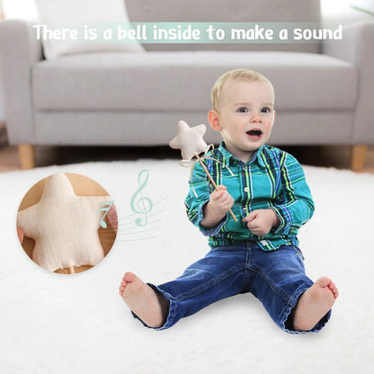 1PC Baby Rattle Toy Beech Wooden Star Wooden Magic Wand Wood Teething Rodent Nursing Accessories Montessori Toys Play Gym Toy