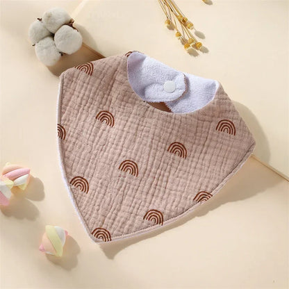 New Baby Cartoon Animal Triangle Bib Pure Cotton Waterproof Boy Girl Kid Printed Saliva Towel Newborn Infant Anti Spitting Cloth