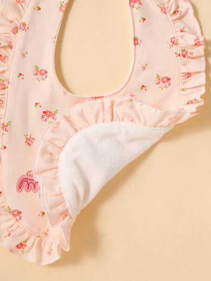 2pcs baby bib cover up, soft cotton adjustable bib with U-shaped lace, newborn feeding bib, baby saliva towel