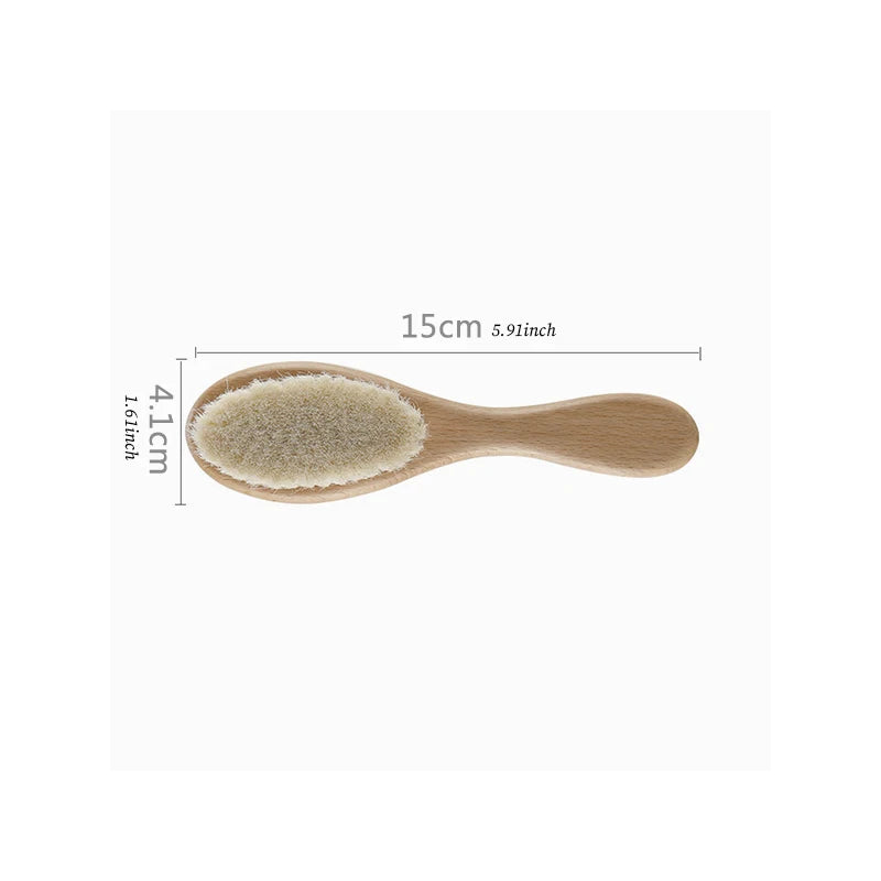 Baby Hair Brush With Wooden Handle And Super Soft Pure Natural Wool Bristles For Newborns & Toddlers Infant Comb Head Massager