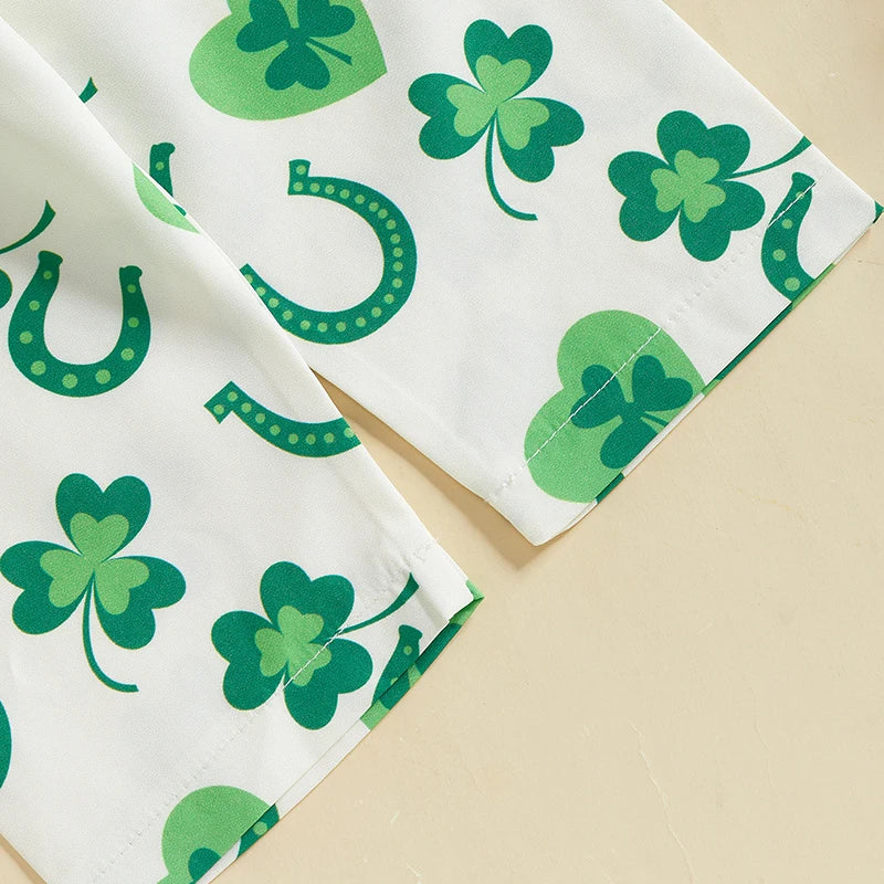 Infant Irish Pajama Set with Long Sleeve Button-up Tops and Pants for Toddlers - 2 Piece Sleepwear Outfit for Babies
