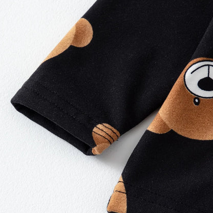 2-piece 2024 new autumn children's cute bear long-sleeved trousers suit boy leisure and comfortable home cover girl Joker pajama