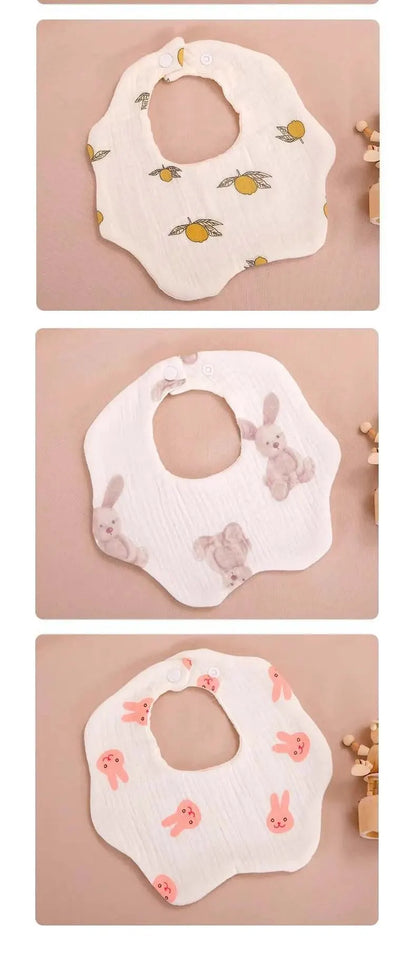 Wholesale Pure Cotton Printed Six-layer 360 Rotatable Baby Feeding Bibs Toddler Saliva Towel Infant Gauze Baby Bib