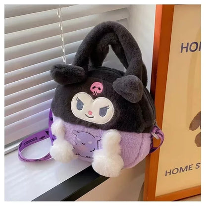 New Cartoon Sanrio Plush Bag Ins Versatile Kuromi Doll Doll Bag Cute Girl Handheld Small Bag