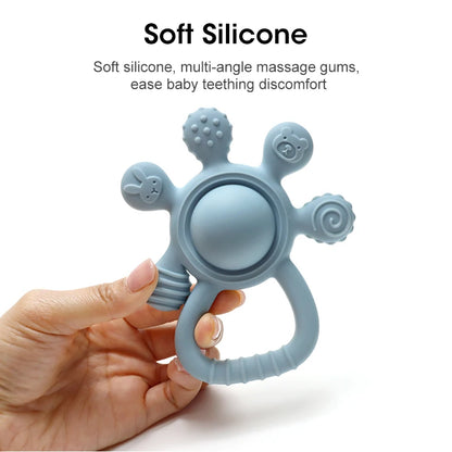2025 new Teething Silicone Palm Rattle Teether bunny - Safe Baby Chew Toys for Soothing Sore Gums