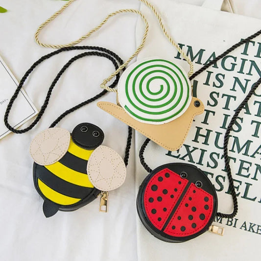 Cartoon Cute Kids Mini Bags for Toddler Bee / Ladybug / Snail Crossbody Bag Adorable Baby Children's Small Handbags Gift