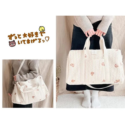 New Embroidered Mom Bag Storage Bag Large Capacity Mommy Travel Bag Fashion Multi-functional Handbag Lightweight Diagonal