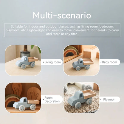 Montessori Baby Silicone Car Toys 0 12 Months Newborn Baby Things Silicone Baby Teether Toy Car  Educational Toy Silicone Blocks