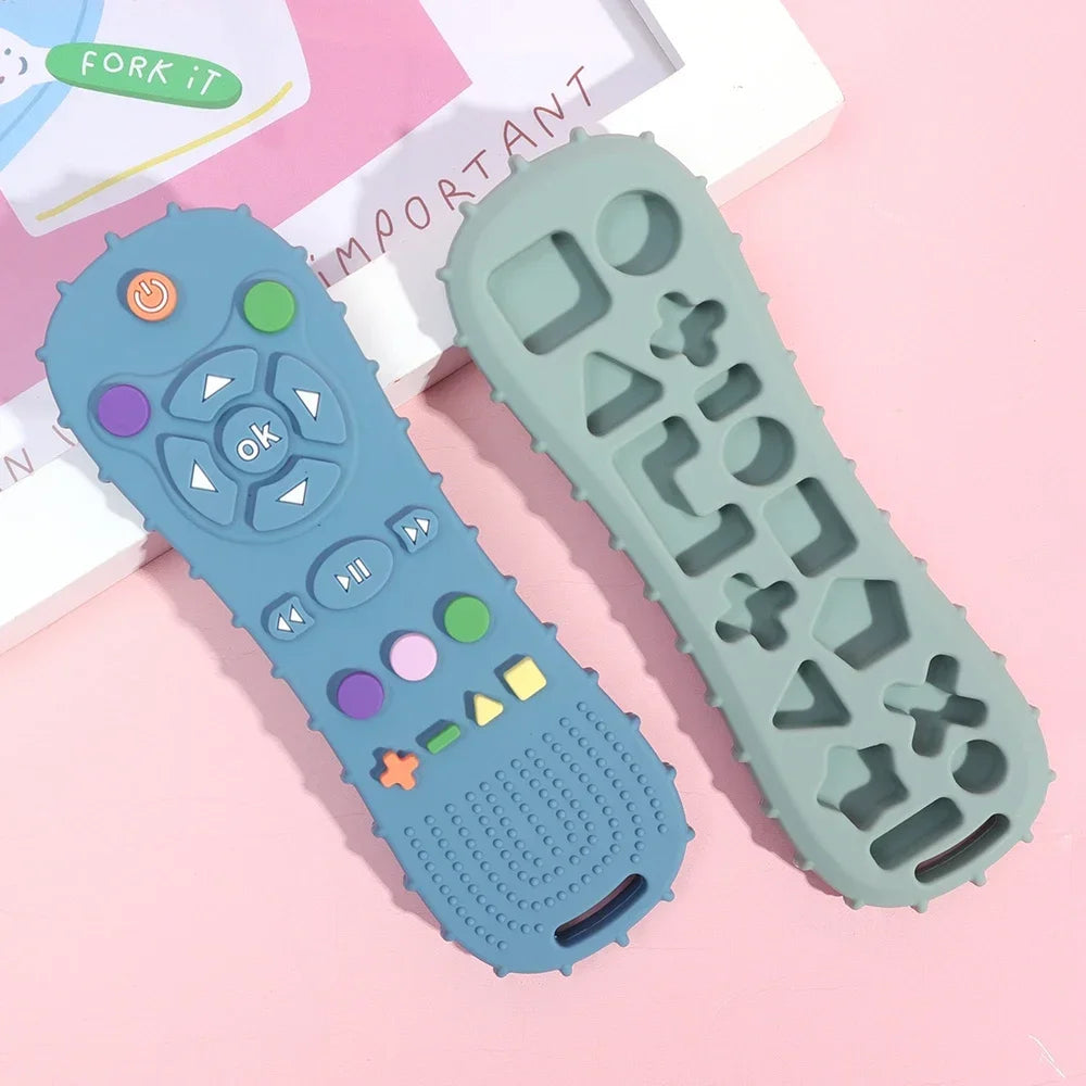 Novelty Silicone Simulation TV Remote Control Shape Soothing Toy Baby Food Grade Teaser Stick Children's Sensory Education Toys