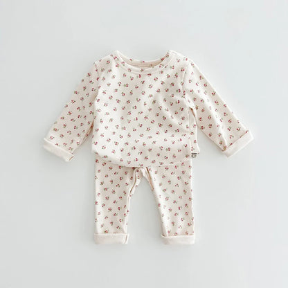 Kids Pajama Set Pure Cotton Cartoon Floral Boys Sleepwear Girls Loungewear Suit Children Sleep Set 1-6Y