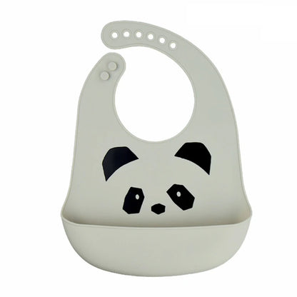 Cartoon Waterproof Soft Silicone Baby Bibs Adjustable Toddler Feeding Food Catcher Roll up Pocket Feeding Stuff Apron