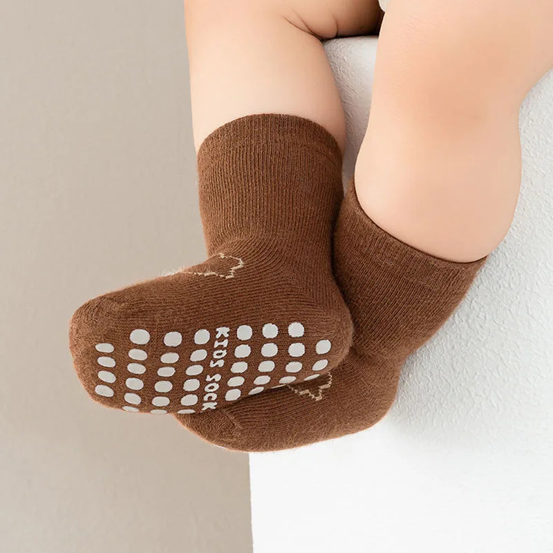 5 Pairs Kids Non-slip Socks Cotton Boys and Girls Cute Cartoon Patterned Comfy Breathable Baby Toddler Floor Socks