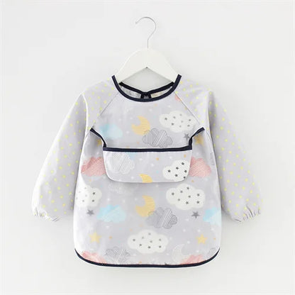 Newborn Baby Bibs Blouse Waterproof Long-sleeved Reverse Dressing Infant Eating Clothes Apron Bib Protective Clothing 0-2Years