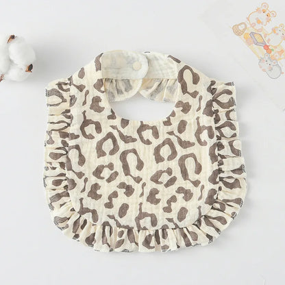3pcs Children Bib Set Cotton Muslin Toddler Baby Comfort Saliva Dorp Shape Towel Solid With Button Kid Bibs