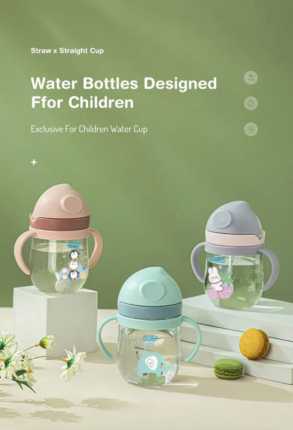 250ml Baby Feeding Cup with Straw Children Learn Feeding Drinking Bottle Animal Design Kids Training Cup with Straw BPA Free