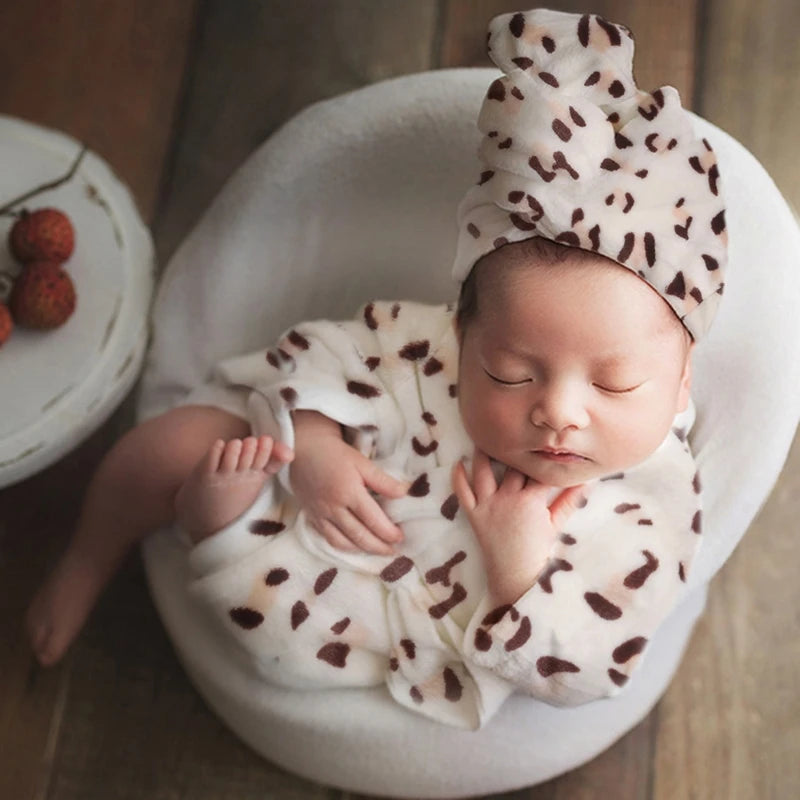 Baby Photo Shooting  Accessories Bath Robe Headwrap Plush Bathrobe Towel Infant Costume Photostudio Posing Suit Newborns Shower