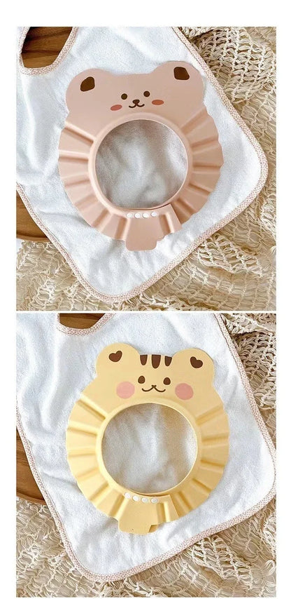 Cute Bear Adjustable Shower Cap Baby Eyes-Protected Ears-Protected Infant Bathing Protection Hat Soft Baby Hair Washing Hat