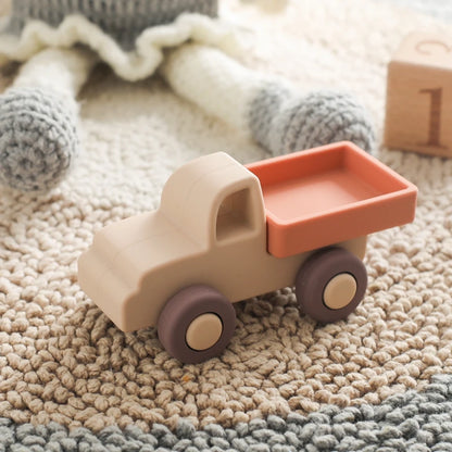 Montessori Baby Silicone Car Toys 0 12 Months Newborn Baby Things Silicone Baby Teether Toy Car  Educational Toy Silicone Blocks