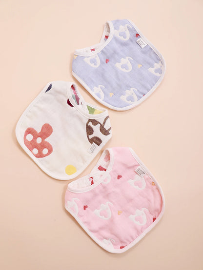 3pcs Baby Bibs U Shape Absorbent Soft Cotton Bib Soft Comfortable Toddler Feeding Eating Burpcloths Waterproof Saliva Towel