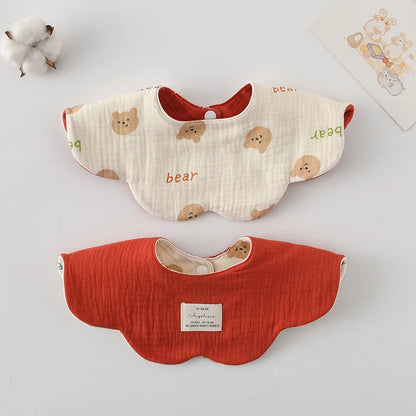 New Cute Cartoon Two-sided Usable Baby Feeding Drool Bib Infants Saliva Towel Cotton Burp Cloth For Newborn Toddler Kids Bibs
