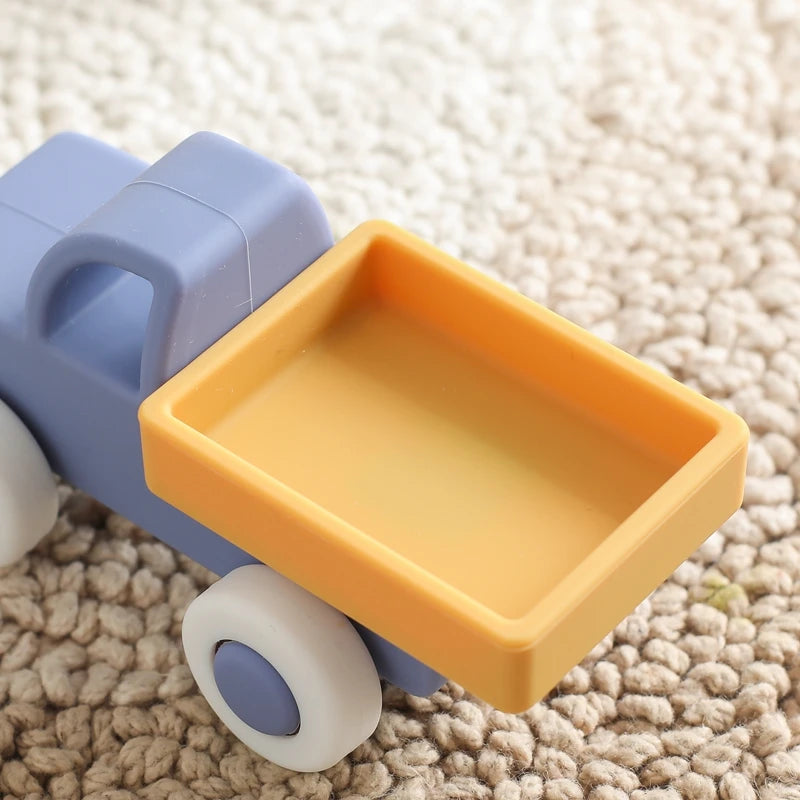 Montessori Baby Silicone Car Toys 0 12 Months Newborn Baby Things Silicone Baby Teether Toy Car  Educational Toy Silicone Blocks